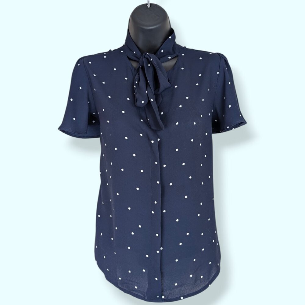 Reitmans Blue & White Dot S/S Blouse